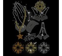 MAYJOYDIY Prayer Signs Iron on Rhinestone Transfer, Christmas Stars Design, 29.7 x 21 cm, Crystal Patch for T-Shirt Jacket Bag Jeans Decoration