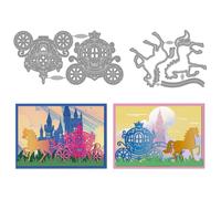 MAYJOYDIY Princess Carriage Metal Cutting Dies Fairytale Carriage Die Cuts Stencils Horses Animal Embossing Template Dies for DIY Scrapbooking Album Decorative Embossing Paper Card Making