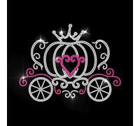 MAYJOYDIY Pumpkin Carriage Rhinestone Iron on Decal Princess Crown Hotfix Transfer Sticker Fairytale Heat Transfer Patch Bling Clothing Repair Applique for T-Shirt Hat Jacket Garment Bag DIY Decor