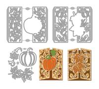 MAYJOYDIY Pumpkin & Maple Leaves Metal Die Set, Autumn Fall Carbon Steel Cutting Dies for Card Making, Scrapbooking, Greeting Cards, Photo Albums Decoration