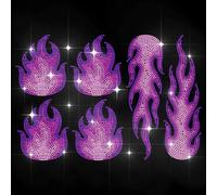 MAYJOYDIY Purple Flame Rhinestone Iron on Decal Burning Fire Hotfix Transfer Sticker Sparkling Flame Heat Transfer Applique for Clothing Repair T-Shirt Jacket Garment Bag DIY Decor