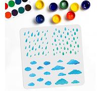 MAYJOYDIY Raindrop Cloud Stencil Rain Drop Clouds Drawing Painting Stencils 11.8×11.8 Inch Reusable Weather Stencil for Wall Decoration Window Paper DIY Art Craft Projects