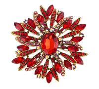 MAYJOYDIY Red Sunflower Brooch, 63×61mm Rhinestone Crystal Pin for Scarf, Dress, Hat, Bag Decoration(Large Floral Corsage) - Elegant Women's Accessory