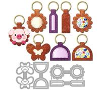 MAYJOYDIY Retro Keychain Metal Die Cuts Butterfly Shape Cutting Dies Semi-Circular Keyring Embossing Template Carbon Steel Cutting Stencils for Card Making Scrapbooking Album Handbook Gift Decoration