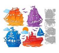 MAYJOYDIY Sailing Ship Metal Cutting Dies Boat Embossing Template Clouds Sun Bird Carbon Steel Cutting Stencils for DIY Paper Craft Card Making Scrapbooking Album Decor