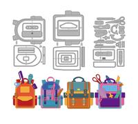 MAYJOYDIY School Bags Metal Die Cuts Student Stationery Cutting Dies Stencil Crayon Stapler Embossing Scrapbooking Cuts Template for DIY Scrapbooking Craft Card Making Album Gift Decor