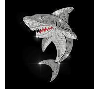 MAYJOYDIY Shark Rhinestone Iron-On Applique Transfer Ocean Animal Bling DIY Patch Repair Marine Life Shark Hot Fix Applique for T-Shirt Jacket Bag Jeans Craft Clothing Accessory