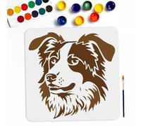 MAYJOYDIY Sheepdog Stencils 30×30cm Large Dog Pet Animal Stencil for Painting with Paint Brush Reusable Dog Head Stencil for Wood Canvas Fabric Wall Furniture Decor