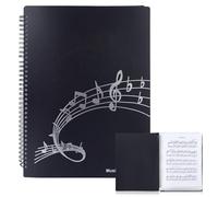 MAYJOYDIY Sheet Music Folder for Piano 12.6×9.8 inch Sheet Music Binder 40 Plastic Sleeves Display 80 Pages Spiral Musical Binder Organizer for Choral Band Orchestra Choir (Black)