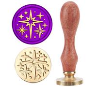 MAYJOYDIY Shining Stars Wax Seal Stamp 25mm Magic Starlight Removable Sealing Stamp with Brass Head Wooden Handle Great for Wedding Party Invitations Cards Envelopes Letter Decor
