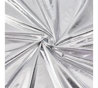 MAYJOYDIY Silver Metallic Stretch Fabric, 2m x 1.5m Metallic Foil Spandex Material Shiny Iridescent Stage Performance Fabric for Costumes, Dancewear, Party Decor & Craft Projects