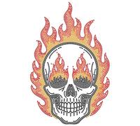 MAYJOYDIY Skull with Flame Pattern Rhinestone Iron on Hotfix Transfer Decal Fire Skeleton Bling DIY Patch Clothing Repair Applique T-Shirt Vest Shoes Hat Jacket Decor Clothing DIY Accessories