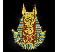 MAYJOYDIY Sphinx Anubis Rhinestone Iron on Transfer Ancient Egypt Culture Heat Transfer Sticker Rhinestones Hot-fix Decals Bling Clothing Decoration Applique for Shirt Bag Jeans Clothes DIY Crafts