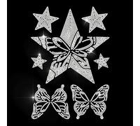 MAYJOYDIY Star Butterfly Rhinestone Iron on Hotfix Transfer Insect Butterflies Heat Transfer Sticker Bling Stars Clothing Decoration Applique for Shirt Bag Hat Jacket Jeans Shoes DIY Crafts