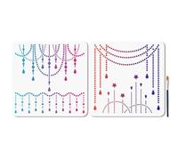 MAYJOYDIY Star Diamond Chain Painting Stencil 11.81x11.81 inch Reusable Beaded Pattern Drawing Templates Plastic DIY Decorative Stencil for Painting on Scrapbook Fabric Tiles Floor Wood