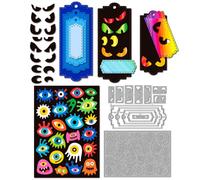 MAYJOYDIY Staring Eyes Metal Cutting Dies, Background Board & Label Frame Die Cuts, Little Monster Embossing Template for Card Making, Scrapbooking, Handbook Gift Decoration DIY Crafts