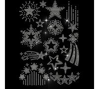 MAYJOYDIY Stars Iron on Rhinestone Heat Transfer Decal Shooting Stars Groups of Stars Clear Bling DIY Patch Repair Hot Fix Applique for T-Shirt Hat Jacket Clothing DIY Accessory