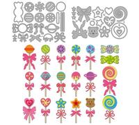MAYJOYDIY Sweet Treat Metal Dies Set - Lollipop, Bear & Bow Cutting Dies for Card Making, Scrapbooking - Embossing Stencils for Gift Cards, DIY Paper Crafts