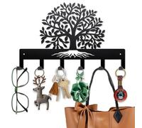 MAYJOYDIY Tree of Life Metal Key Hook Leaves Rootstocks Coat Rack Wall Mounted 15.7×9.8inch Art Wall Decor Key Holder Organizer Rack with 6 Hooks for Gift Coats Hats Towels Bags Hanging