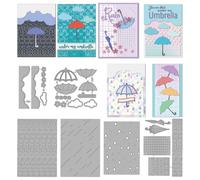 MAYJOYDIY Umbrella Rain Metal Die Cuts Cloud Weather Cutting Dies Raindrop Embossing Template Rainy Day Carbon Steel Cutting Stencils for Card Making DIY Scrapbooking Album Gift Decoration