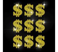 MAYJOYDIY US Dollar Rhinestone Iron on Transfer American Currency Heat Transfer Sticker Gold Money Rhinestone Hot-fix Decals Bling Clothing Decoration for Shirt Bag Jeans Jacket Pillow DIY Crafts