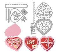 MAYJOYDIY Valentine's Day Metal Cutting Dies Love Gift Boxes Die Cuts Stencils 3D Dessert Box Embossing Template Dies for DIY Paper Craft Card Making Scrapbooking Album Decor