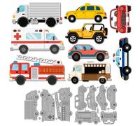 MAYJOYDIY Vehicles Theme Metal Cutting Dies Food Truck Die Cuts Stencils Ambulance Police Car Embossing Template Dies for DIY Paper Craft Card Making Scrapbooking Album Decor
