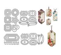 MAYJOYDIY Vintage Bookmark Die Cut Set, Labels Frames Banners Cutting Dies, Stamp Tags Embossing Stencil Tool for Card Making Scrapbooking Album Handbook Gift Decoration