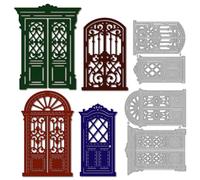 MAYJOYDIY Vintage Door Metal Die Cuts Arched Carved Door Cutting Dies Grid Decorative Embossing Template Carbon Steel Cutting Stencils for Card Making DIY Scrapbooking Album Handbook Gift Decoration