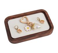 MAYJOYDIY Walnut Jewelry Display Tray 140x90x17mm Rectangular Solid Wood Jewelry Holder White Velvet Showcase Treasure Organizer for Necklace Bracelet Earring Ring