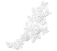 MAYJOYDIY White 3D Sequin Flower Lace Applique Floral Beaded Embroidery Fabric Patch Bridal Dress Embossed Beading Embroidered Lace Appliques for Women Hat Wedding Dresses DIY Decoration