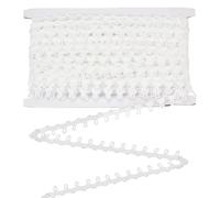 MAYJOYDIY White Elastic Braid Trim, 22.8m*16mm Decorative Buttonhole Ribbon Trim, Lace Edge Sewing Elastic with Button Loops for Corsets, Gowns, Garments, DIY Crafts, Home Decor