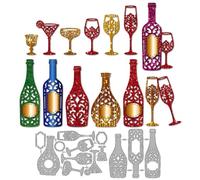 MAYJOYDIY Wine Bottle Metal Die Cuts Wine Glass Cutting Dies Whisky Cocktail Embossing Template Carbon Steel Cutting Stencils for Card Making DIY Scrapbooking Album Handbook Gift Decoration