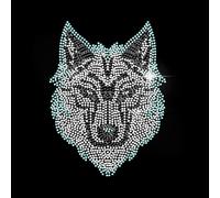 MAYJOYDIY Wolf Head Rhinestone Iron-on Transfer Wolf Pattern Crystal Heat Transfer Patch Wild Animal Bling Iron on Clothing Repair Applique for Shirt Bag Jeans