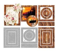 MAYJOYDIY Wood Frame Metal Die Cuts Rectangle Photo Frame Cutting Dies Round Mirror Frames Embossing Stencils Scrapbooking Tool for DIY Scrapbooking Craft Card Making Album Gift Decor