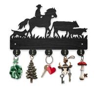 MAYJOYDIY Wooden Cow Sheep Key Hooks Wall Mounted Horseback Riding Ranch Coat Hangers 30 x 20 cm Dog Animal Rustic Key Hangers with 5 Alloy Hooks for Wall Decorative Entryway Bedroom