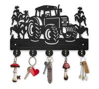 MAYJOYDIY Wooden Tractor Corn Field Coat Hooks Wall Mounted Vehicle Crops Key Holder for Wall 11.8×7.9inch Decorative Gift Wooden Black Wall Key Rack Organizer 5 Alloy Hooks for Farm Kitchen Entryway