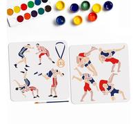 MAYJOYDIY Wrestling Medal Stencils, 30 x 30 cm, 2-Piece Set with Paint Brush, Sports Themed Template with Paint Brush for Wood Fabric Wall Window Paper Home Decoration