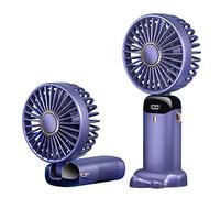 maykawe Handheld Mini Portable Fan,Rechargeable Foldable Small Personal Desk Fan,5 Speed LED Display Battery Operated Fan with Lanyard & Phone Stand for Home Office Travel Outdoor Camping Summer Use