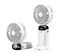 maykawe Handheld Mini Portable Fan,Rechargeable Foldable Small Personal Desk Fan,5 Speed LED Display Battery Operated Fan with Lanyard & Phone Stand for Home Office Travel Outdoor Camping Summer Use