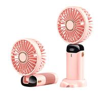 maykawe Handheld Mini Portable Fan,Rechargeable Foldable Small Personal Desk Fan,5 Speed LED Display Battery Operated Fan with Lanyard & Phone Stand for Home Office Travel Outdoor Camping Summer Use