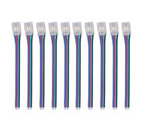 maykawe LED Strip Connectors 4 Pin 10mm for RGB COB Lights 10 Pack | Wire-to-Strip, 10-Piece, Solderless, PC, Insulated Pins, Multi-Room, 24V, Corner-friendly