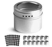 maykawe Magnetic Spice Tins Set with Sift Pour Window-Top Lids Preprinted Seasoning Label Stickers for Herb Storage Kitchen Essential