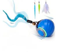 maykawe Self-Entertaining Cat Toy 2-in-1 Automatic Teasing Stick Bite- USB Rechargeable with Replaceable Heads to Relieve Boredom Consume Energy