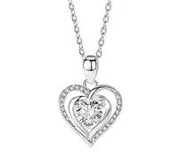 maykawe Simple Elegant Heart-shaped Pendant Necklace with Embedded Rhinestones Valentine s Day Gift