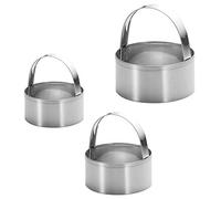Maykito 3 Pieces Round Biscuit Cutter with Handle - Stainless Steel Round Circle Doughnut Cutter Baking Molds Assorted Size