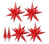 Maylai 50 PCS 40'' Large Red Star Balloons Big Metallic Explosion Star Foil Balloons 12 Point Star Balloons Cone Mylar Balloons Spike Balloons for Party Birthday Decoration