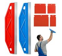 Maylatte Paint Trim Guard Set, 2 Wallpaper Scrapers (Blue/Red) + 4 Plastic Spatulas, Paint Edge Cleaner for Painters, Wallpaper Glue Spatula for Wall, Furniture & Wallpaper