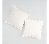 Mayler Yee Scalloped Throw Pillow Covers | Decorative Pillow, Fabric Feels a Little Stiff | Boho Sytle for Living Room (Beige & White, 18x18 Inch)