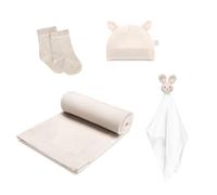 MAYLILY Gift Set - Bamboo Blanket - Rattle & Chew Bone - First (Beige, XL)